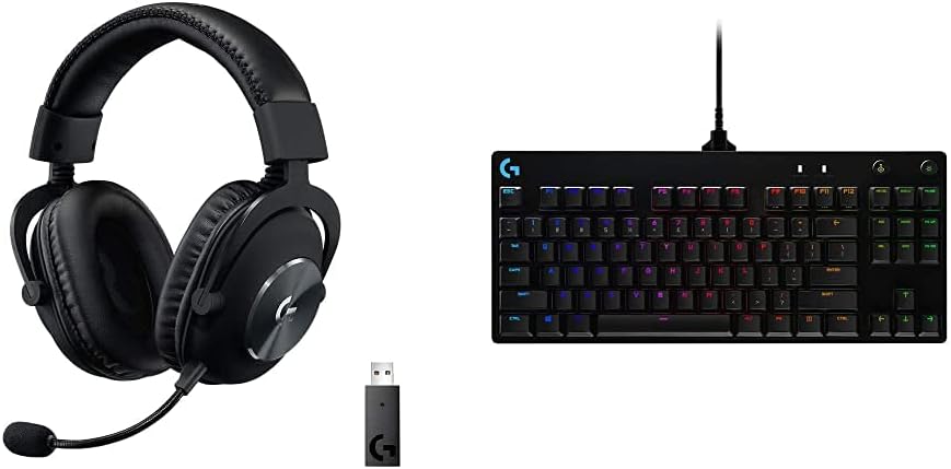 Logitech G PRO X pack gaming - Auriculares inalámbricos LIGHTSPEED y teclado mecánico TKL - Diseño negro para PC y competiciones eSports - Cable desmontable y aislamiento acústico