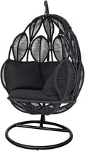 Silla Colgante de Ratán con Soporte - Sillón Suspendido para Jardín y Balcón - Hamaca Exterior con Base Incluida para Relajación