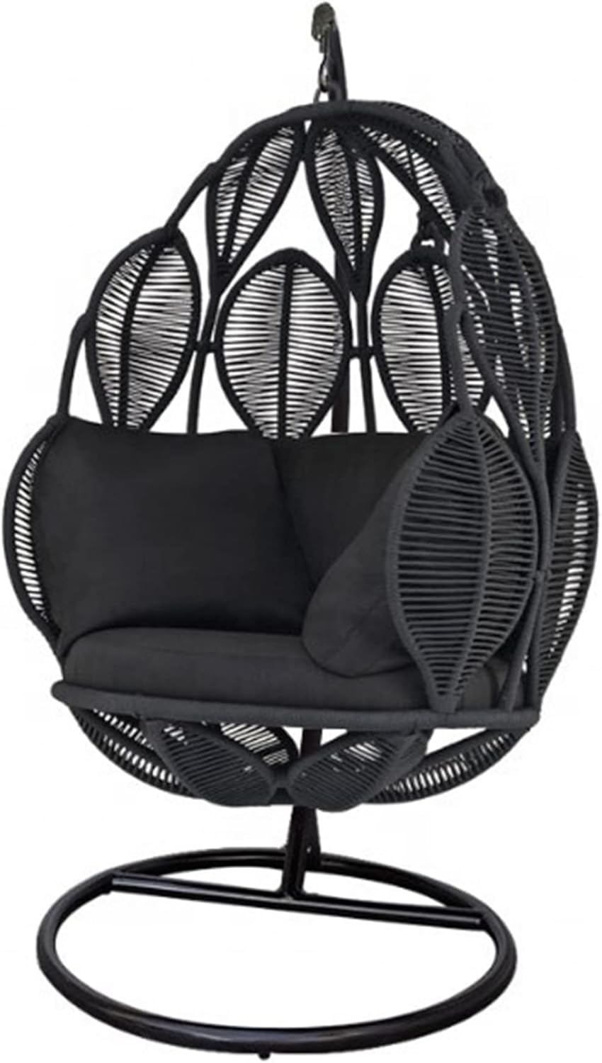 Silla Colgante de Ratán con Soporte - Sillón Suspendido para Jardín y Balcón - Hamaca Exterior con Base Incluida para Relajación