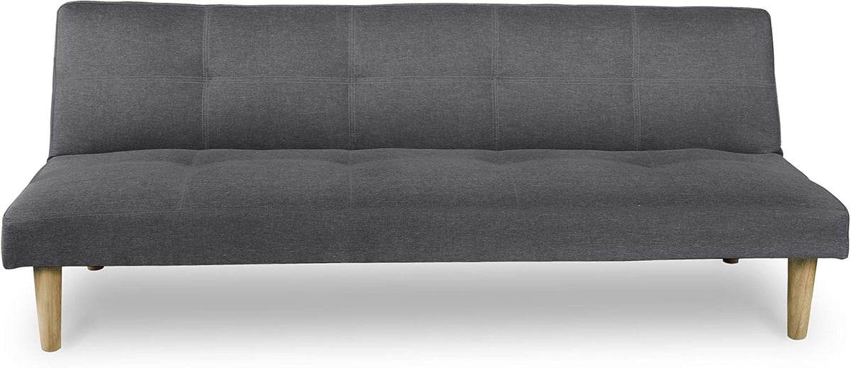 HOGAR24 ES 378C sofá cama 3 plazas - Tapizado en tela gris - Apertura de libro clic clac con respaldo reclinable - 178 x 68 x 66 cm sin montaje