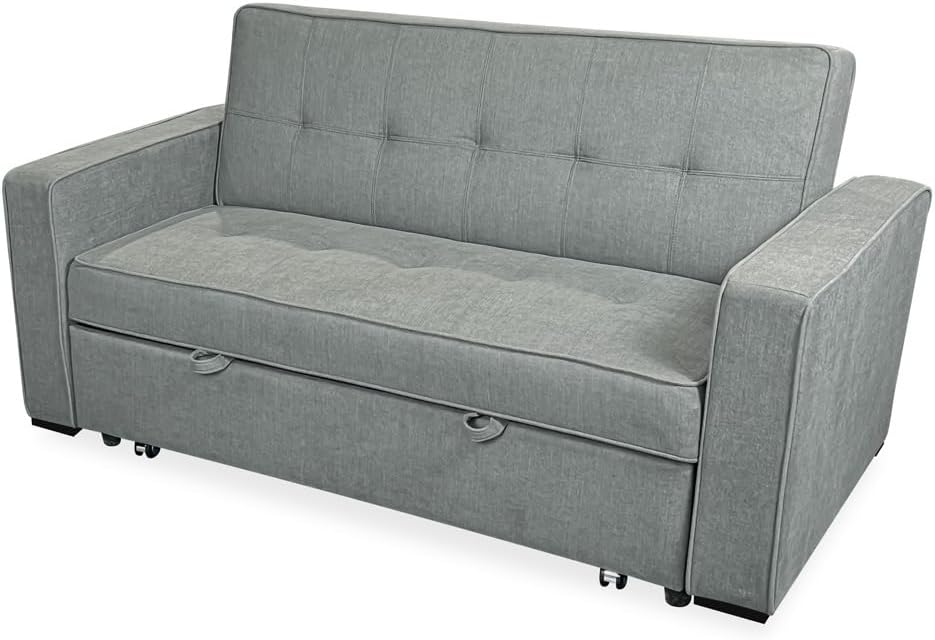 Somnia Descanso Volga Sofá cama 2 plazas - Diseño moderno con reposabrazos y capacidad de 240 kg - Dimensiones de 167 x 90 x 96,5 cm - Gris para salón dormitorio y descanso