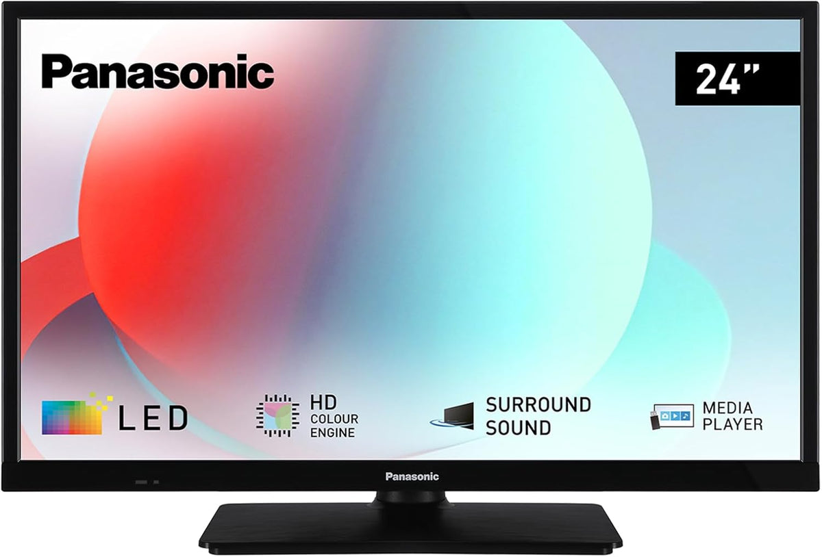 Panasonic TS-24N30AEZ TV LED 24 pulgadas - HD 720p con triple sintonizador - Reproductor multimedia USB y HDMI - Marco delgado con opción de montaje en pared