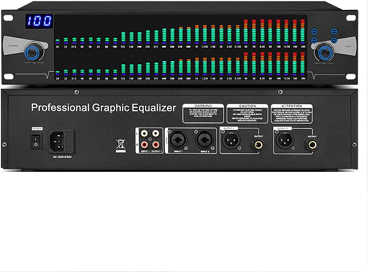 Ecualizador gráfico profesional 31 bandas - Pantalla de espectro dual - Procesador de audio con 10 efectos guardados - Ajuste de graves medios y agudos para sonido profesional