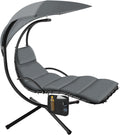 Sillón Colgante de Jardín con Toldo Protección UV - Columpio Exterior con Estructura de Metal y 4 Pies - Hamaca Ergonómica Interior Exterior Gris