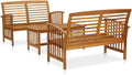 vidaXL conjunto de muebles de jardín 3 piezas - 2 bancos y mesa - Madera maciza de acacia - Mobiliario exterior marrón de estilo natural