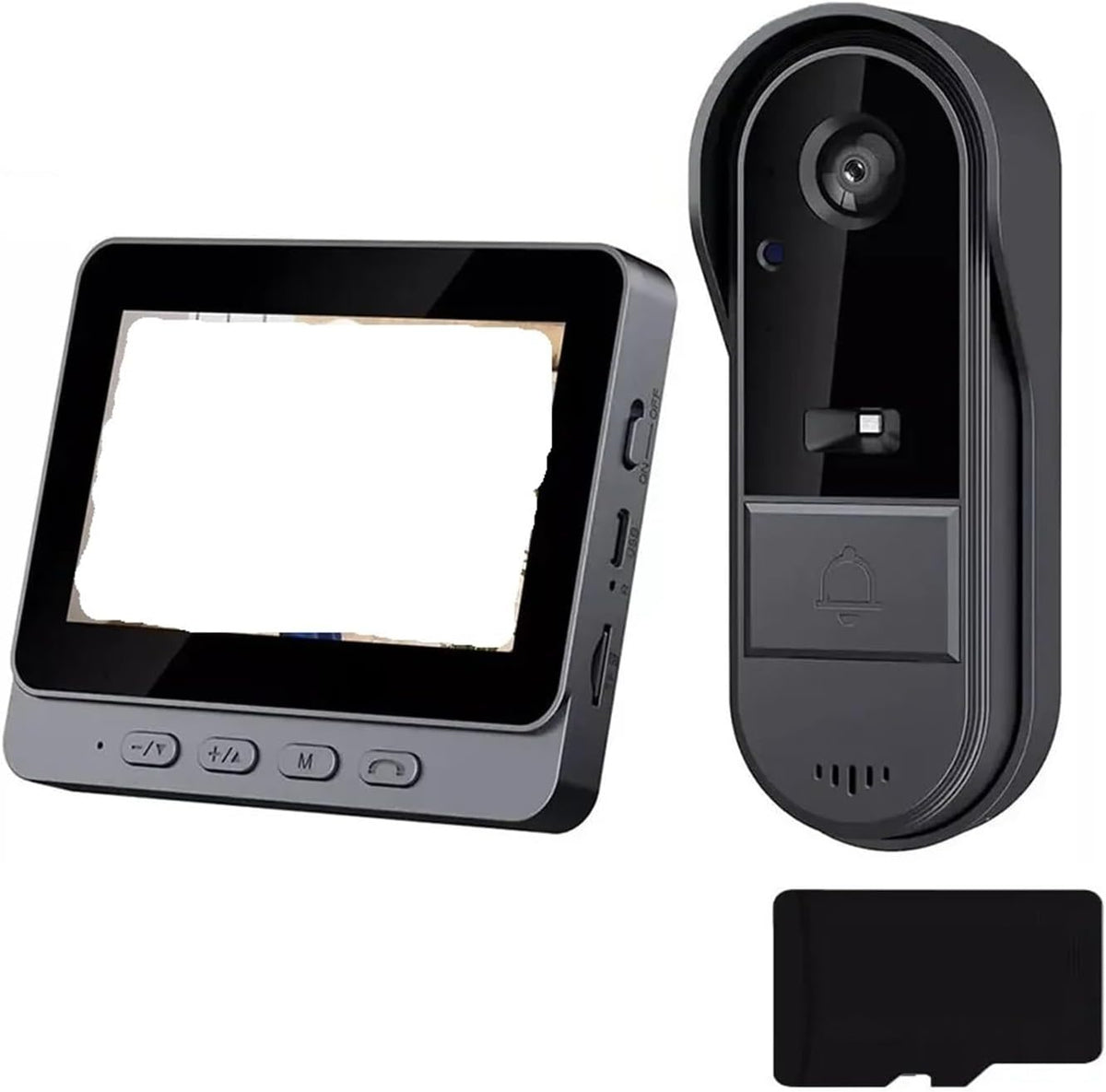 OPTEPYOE videoportero negro - Pantalla IPS de 4.3 pulgadas y vídeo Full HD 1080p - Intercomunicador y memoria de 32 GB - Bluetooth con cable de carga