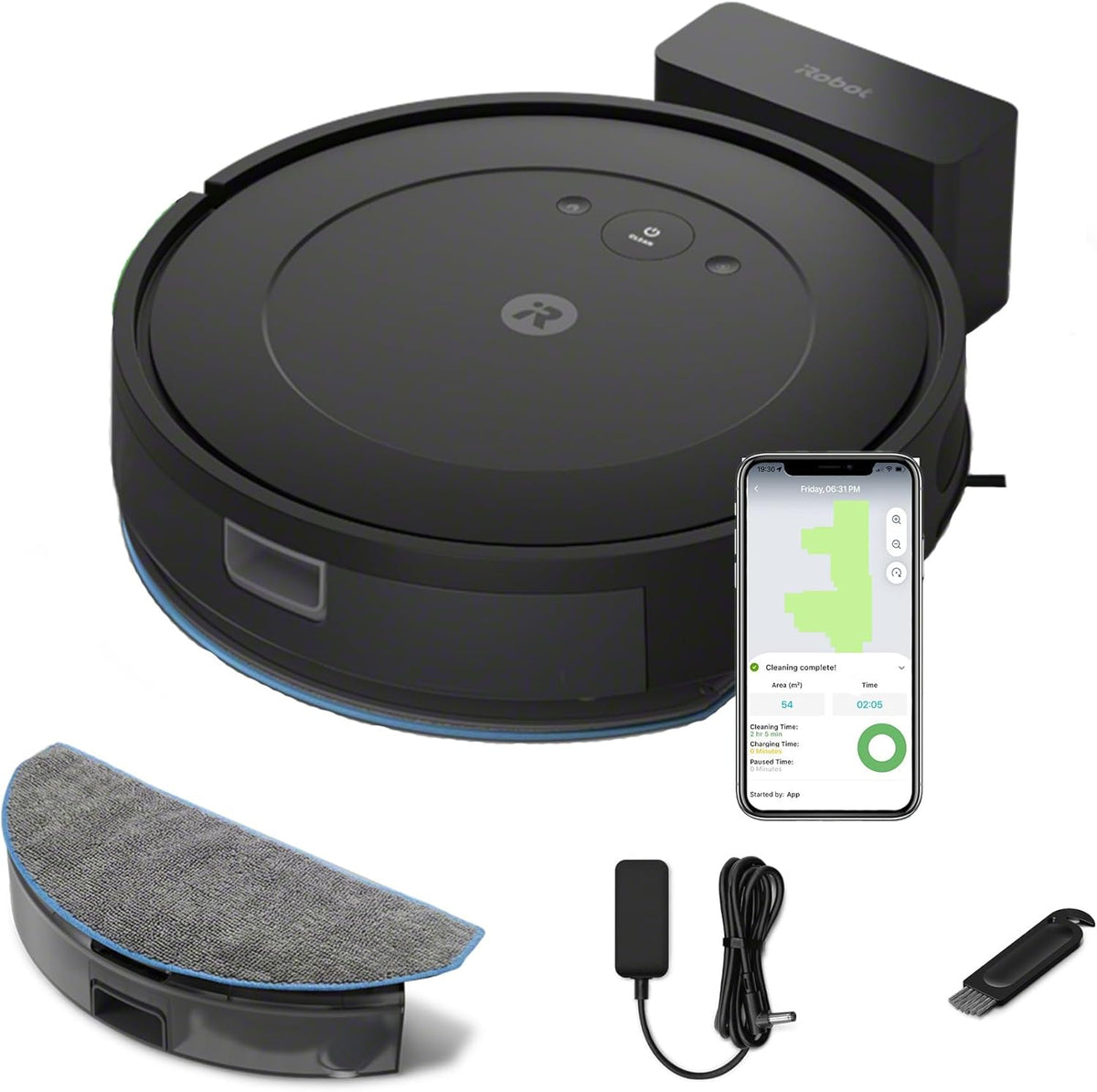 iRobot Roomba Combo Essential Y0110 Robot Aspirador y Fregasuelos Negro - Limpieza 4 Fases - Control App y Voz con Aspiración y Mopa