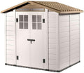 Gardiun Tuscany EVO 200 Caseta de Resina de Jardín 4 m2 Blanco Beige - Cobertizo Exterior 220 x 181 x 216 cm - Almacenamiento con Puertas y Ventanas