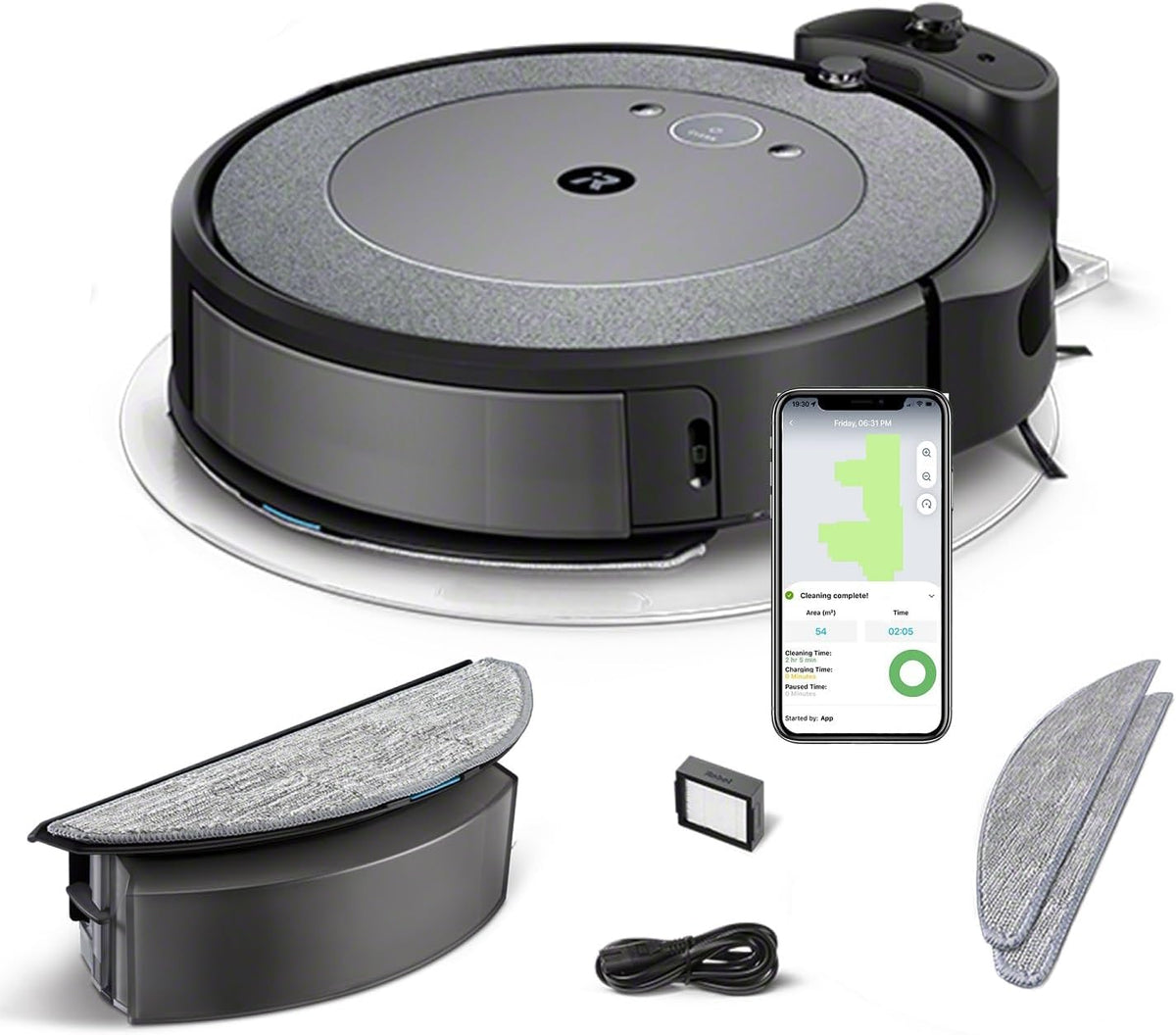 iRobot Roomba Combo i5 Robot Aspirador y Fregasuelos Gris Azulado - Limpieza 2 en 1 con Depósito Mixto - Control App y Voz