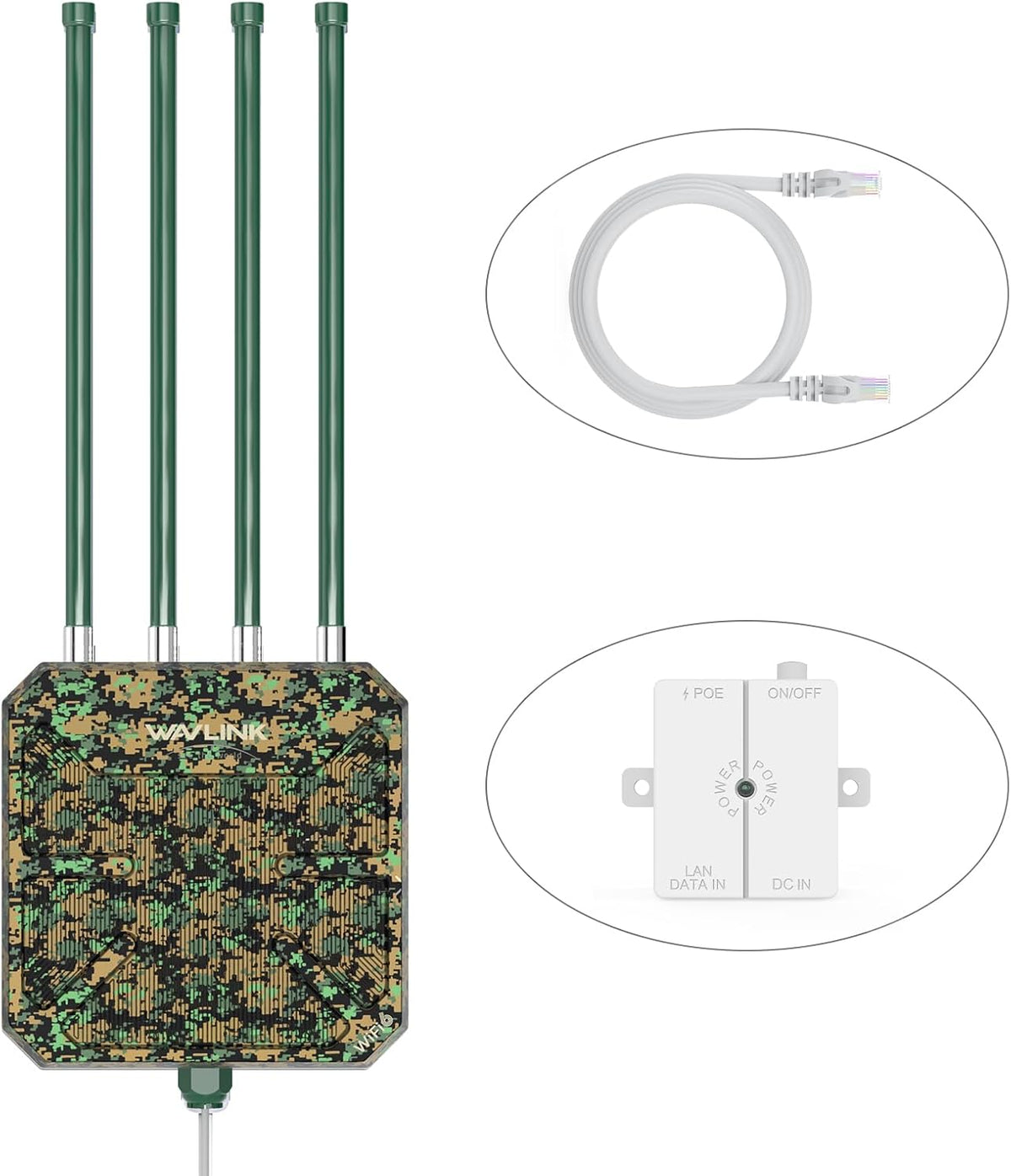 Extensor WiFi exterior WAVLINK AX3000 - WiFi 6 doble banda hasta 3 Gbps - 4 antenas de 8 dBi y PoE activo - protección IP67 para redes de largo alcance