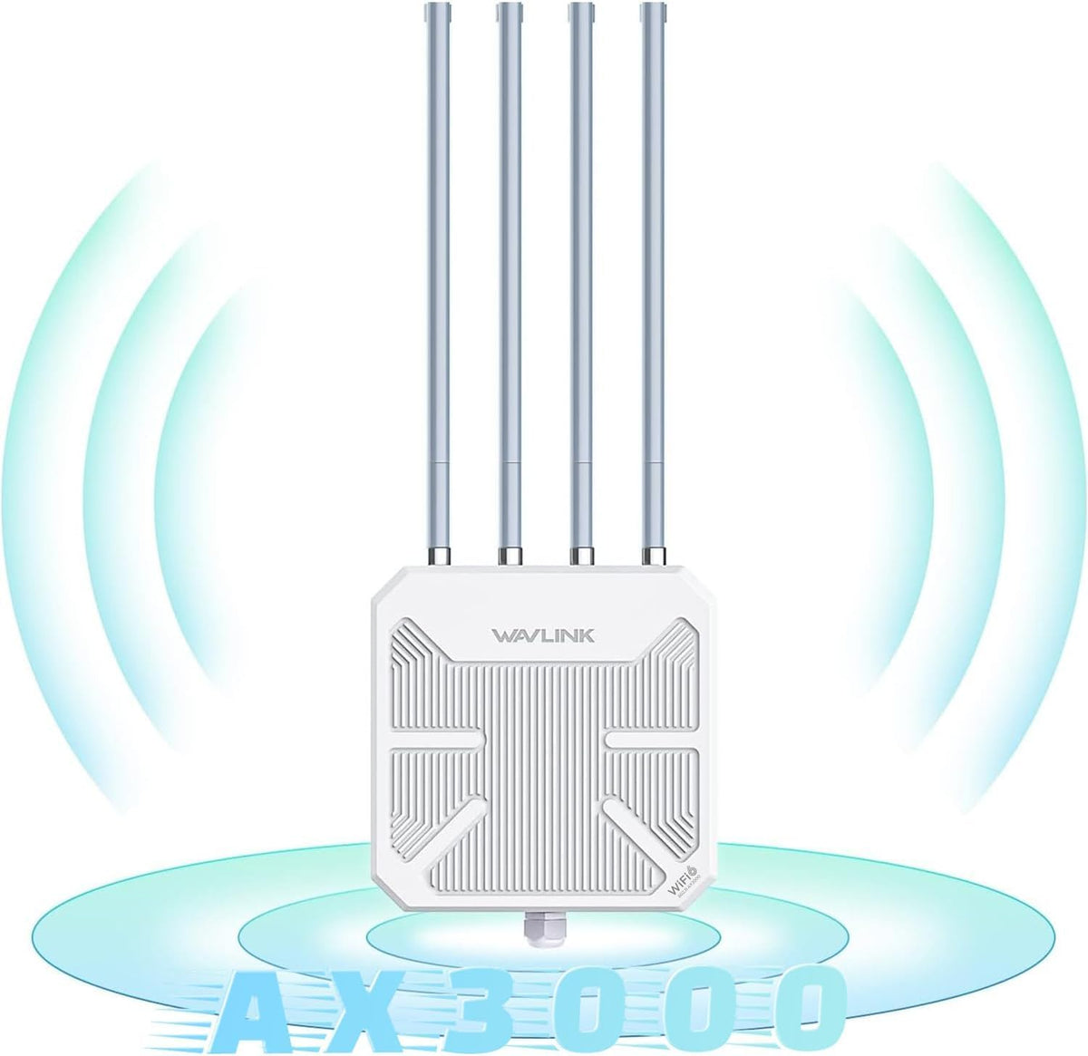 WAVLINK AX3000 punto de acceso WiFi 6 exterior - Doble banda con velocidad de hasta 3000 Mbps - Alimentación PoE para grandes espacios - Función Mesh de largo alcance