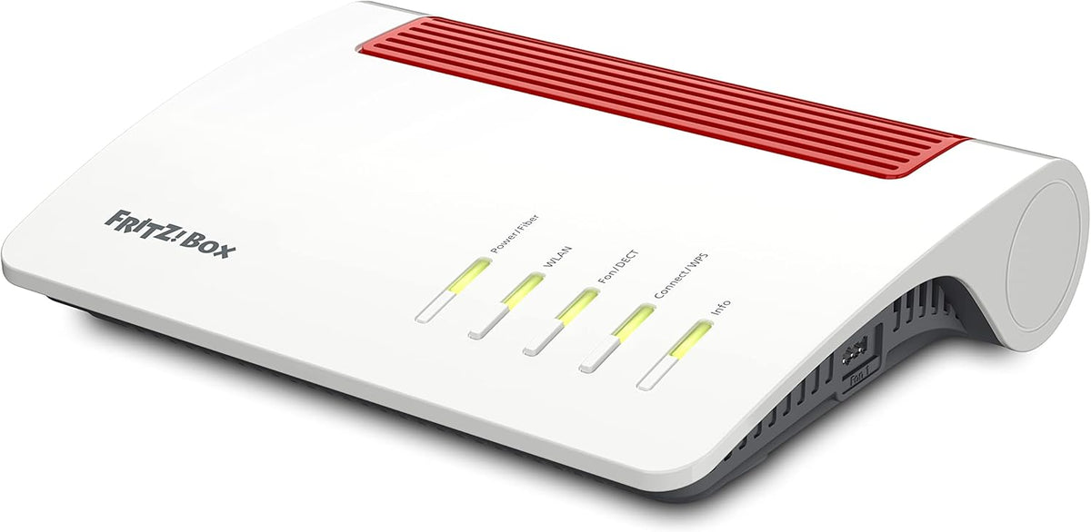 AVM FRITZ Box 5590 Fiber router de fibra - WiFi 6 de doble banda hasta 3600 Mbps - Mesh base DECT y puerto 2.5 Gigabit - Módem de fibra blanco para hogar y negocio