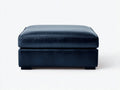 Reposapiés cuadrado de piel sintética 80x80x38 cm - azul marino - base baja para salón