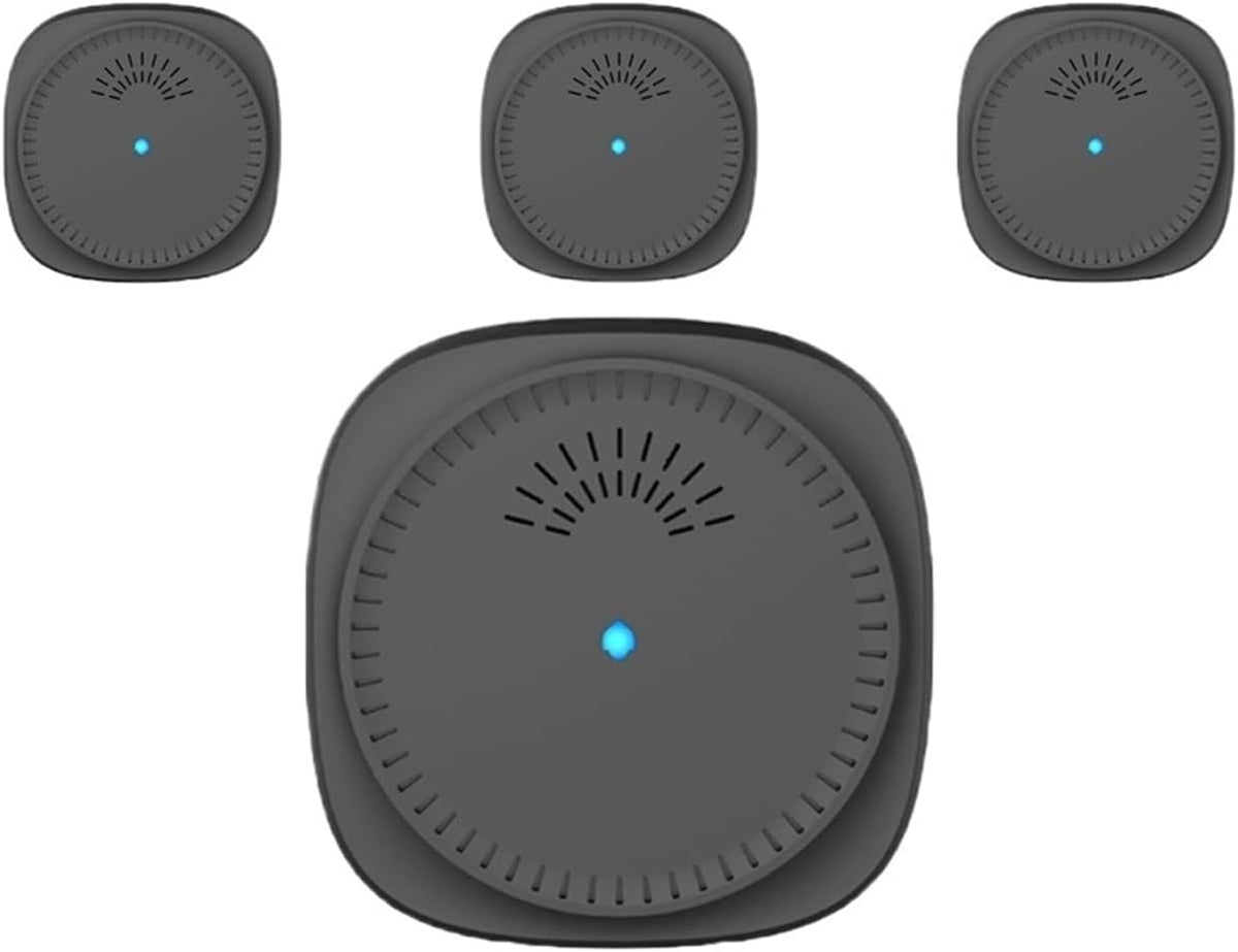OPTEPYOE timbre inalámbrico en forma de U - Juego de cuatro accesorios con alcance de 150 m - Ocho melodías y tres niveles de volumen - Compatible con timbres de CA