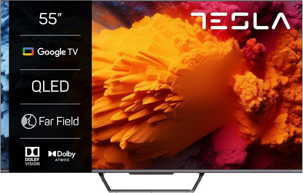 TESLA Q55S939GUS - Smart TV QLED 55 pulgadas 4K Google TV - HDR10 Dolby Atmos y Chromecast integrado - WiFi Bluetooth modo juego y 2 altavoces de 10 W