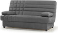 SHIITO Romeo sofá cama 3 plazas - Arcón interior y 2 cojines incluidos - Apertura clic clac con tapizado gris oscuro - Diseño convertible de 193 x 100 x 100 cm
