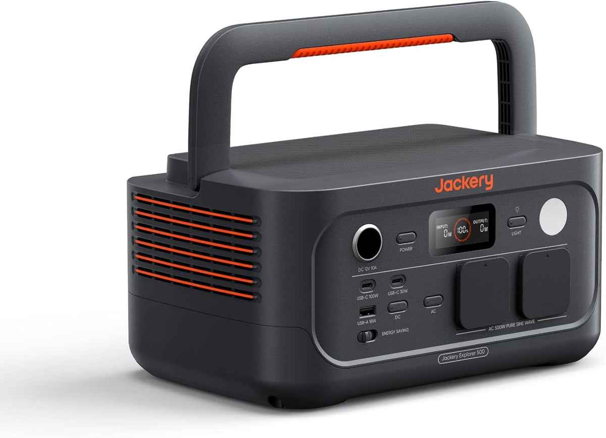 Jackery Explorer 500 v2 estación de energía portátil - LiFePO4 de 512 Wh y salida de 500 W con máximo de 1000 W - SAI de 10 ms y carga en 1,3 h - Dos CA y dos USB C PD