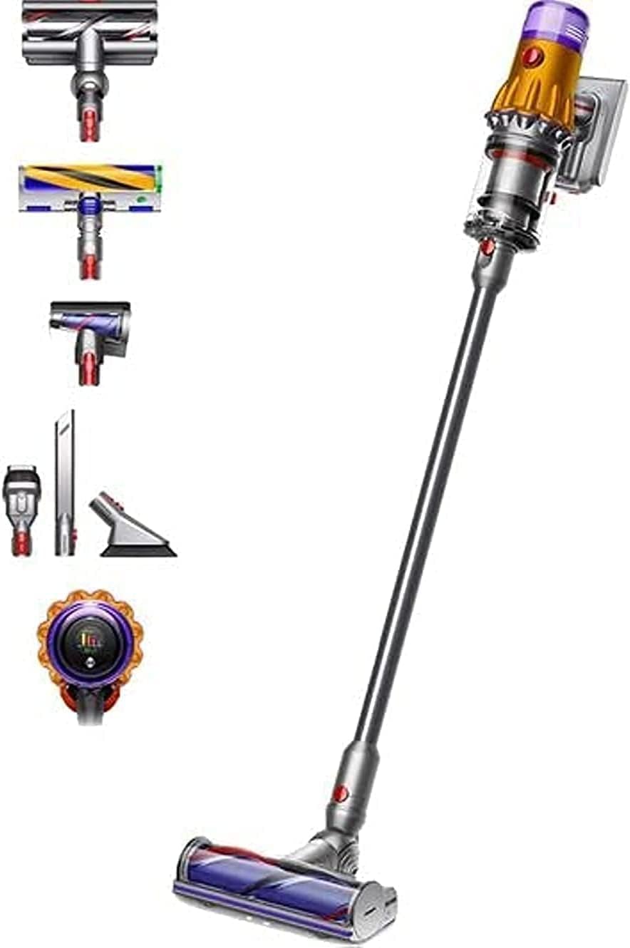 Dyson V12 Detect Slim Absolute aspiradora - Depósito de 0.35 litros y motor de 150 W - Filtro HEPA para suelos duros - Diseño inalámbrico ligero de 2.2 kg
