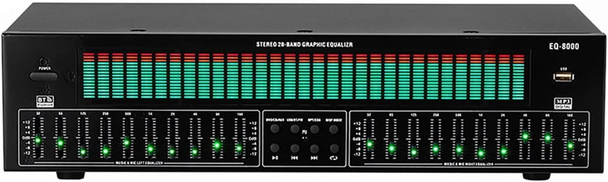 Ecualizador gráfico profesional de 31 bandas - Procesamiento estéreo para estudio y escenario - Control remoto y cable de audio incluidos - 12 patrones rítmicos para ajuste de sonido