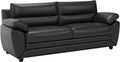 Vente-unique Manoa sofá 3 plazas - Piel sintética negra y diseño estándar - Asiento de 50 cm con altura de 46 cm - 201 x 82 x 88 cm y carga máxima de 360 kg