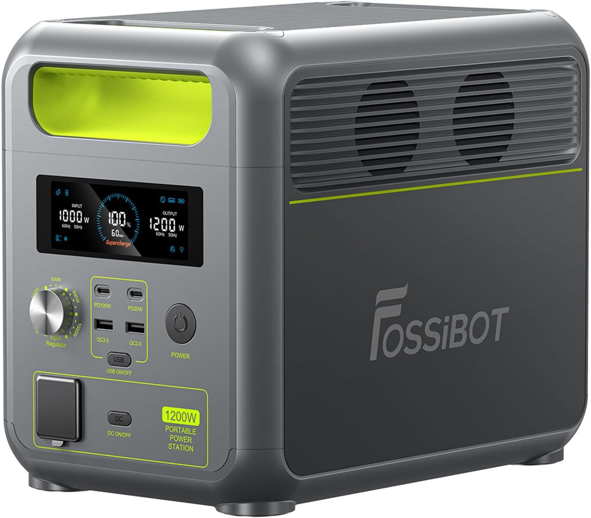 FOSSiBOT F1200 Estación de energía portátil - Batería LiFePO4 de 1024 Wh y salida de 1200 W - Power Lifting 2400 W USB C 100 W y carga al 80 por ciento en 49 min - Para hogar y camping