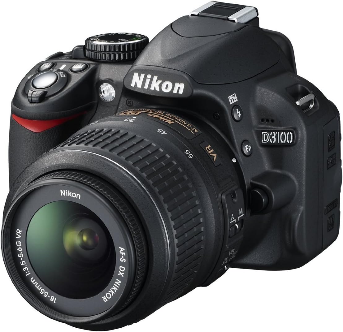 Nikon D3100 cámara réflex digital 14,2 MP - Montura Nikon F y vídeo Full HD - Kit AF-S DX 18-55 mm VR con zoom 3x - Pantalla de 3 pulgadas negro