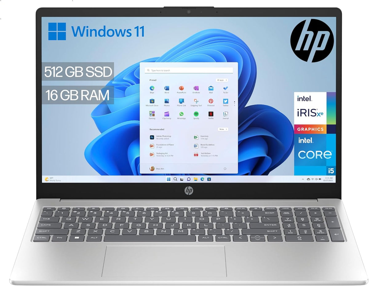 HP 15 fd0163ns Portátil 15,6 pulgadas Full HD - Intel Core i5 con 16 GB RAM y SSD de 512 GB - Intel Iris Xe y pantalla antirreflejos - Windows 11 Home QWERTY español plata