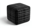 Reposapiés cúbico de tela 60x60x42 cm - negro y blanco - patrón de cuadros para salón