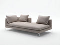 Banco chaise tapizado 205x92x75 cm - beige y metal plateado - para dormitorio con patas finas