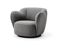Sillón tapizado 88x85x78 cm - gris oscuro y negro - giratorio redondeado para salón