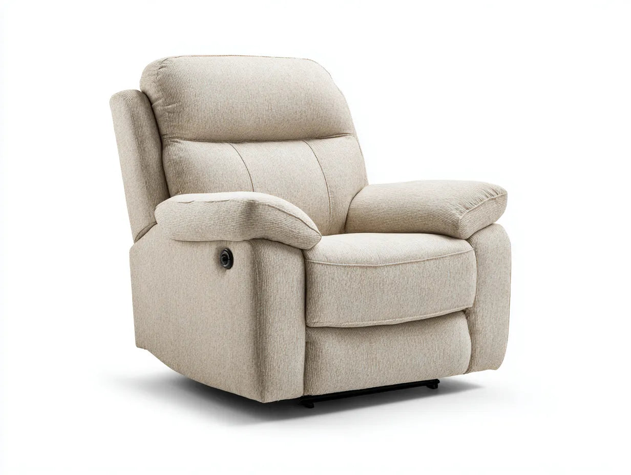 Sillón reclinable tapizado 97x93x104 cm - beige y negro - reposapiés para salón