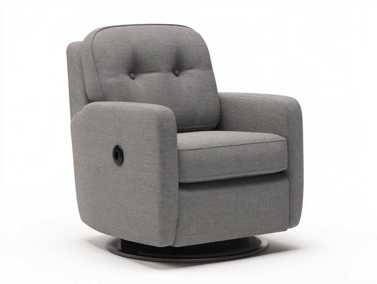 Sillón tapizado 91x88x97 cm - gris y negro - base giratoria para salón