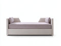 Banco tapizado 200x82x70 cm - rosa claro y beige - para dormitorio con brazos rectos