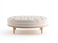 Reposapiés redondo capitoné 115x115x43 cm - crema y madera clara - estilo clásico para salón