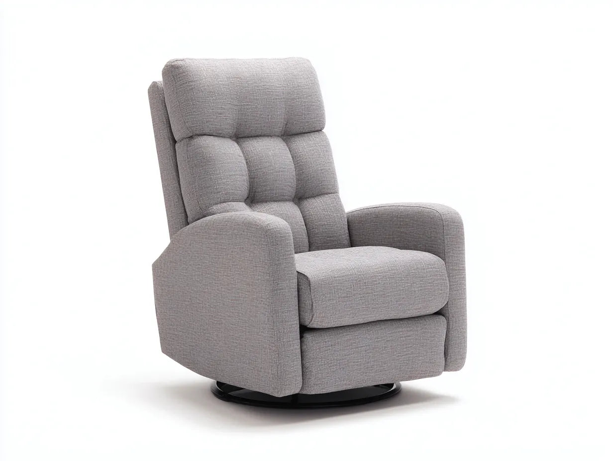 Sillón reclinable tapizado 98x91x106 cm - gris y negro - respaldo capitoné para salón