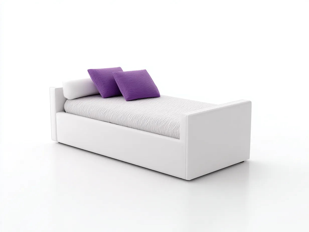 Banco cama tapizado 198x88x72 cm - blanco - para dormitorio con estructura cerrada