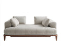 Banco tapizado con base de madera 210x88x76 cm - beige y marrón nogal - para dormitorio estilo moderno